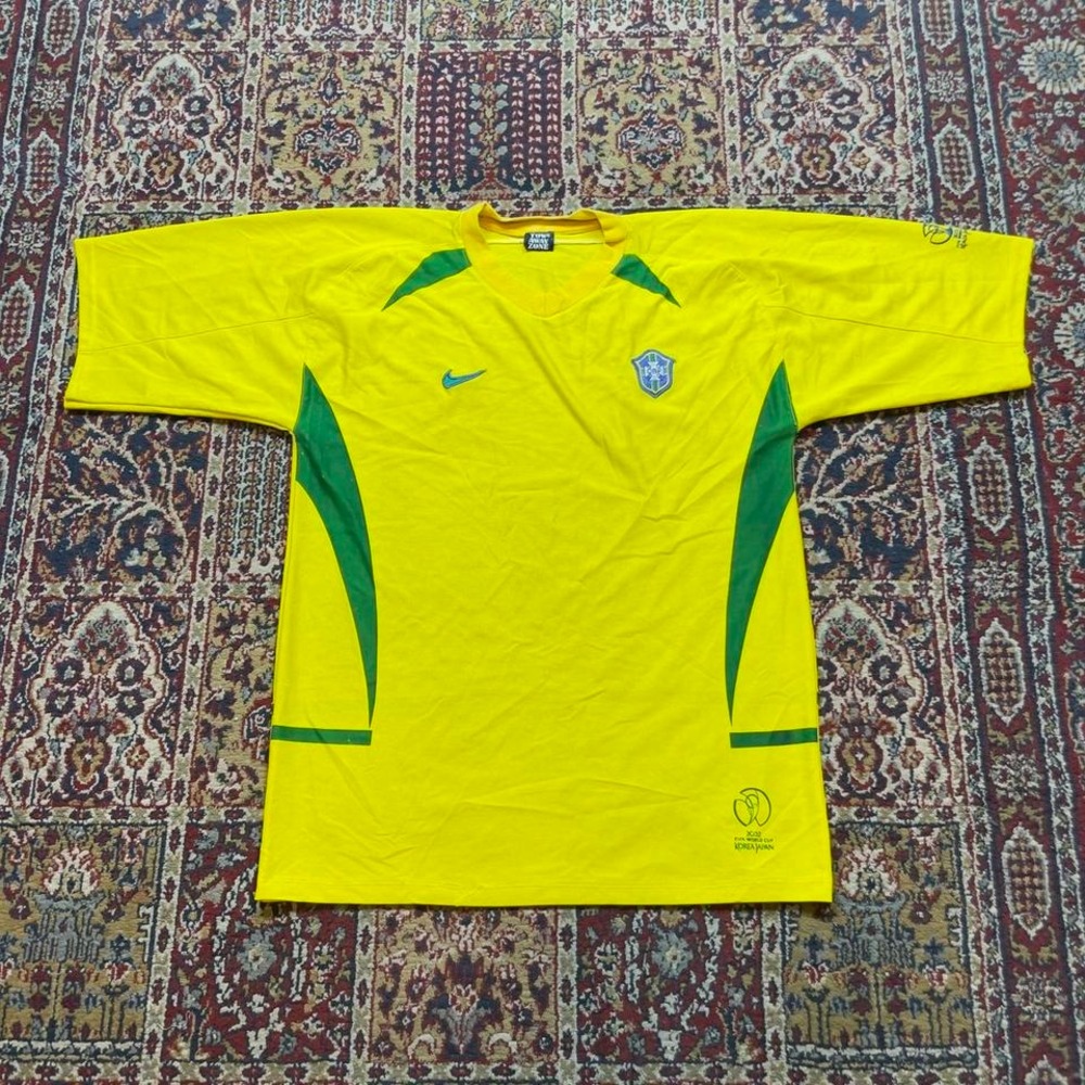 2002 Fifa World Cup Japan Brazil National Team sparking lot fan jersey tshirt XL